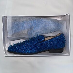 Blue Studded Women's Loafers